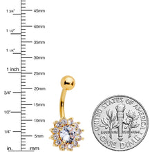 Load image into Gallery viewer, Clear Gem Gold Tone Rococo Flower Belly Ring