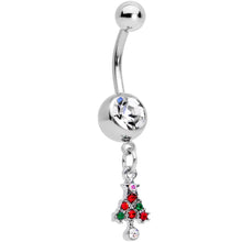 将图片加载到图库查看器,Clear Red Green Gem Christmas Tree Holiday Dangle Belly Ring