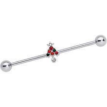 Load image into Gallery viewer, 14G Clear Red Green Gem Christmas Tree Industrial Barbell 38mm