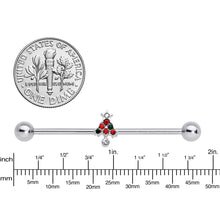 Load image into Gallery viewer, 14G Clear Red Green Gem Christmas Tree Industrial Barbell 38mm