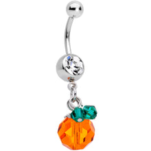 Load image into Gallery viewer, Clear Green Orange Gem Pumpkin Halloween Dangle Belly Ring