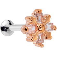 Load image into Gallery viewer, 16G 5/16 Clear CZ Gem Rose Gold Tone Internal Thread Labret