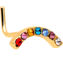 Load image into Gallery viewer, 20G 5/16 Red Blue CZ Gem Gold Tone Rainbow Arc L Shape Nose Ring