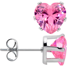 将图片加载到图库查看器,Pink Gem Valentine Heart Steel Post Stud Earrings