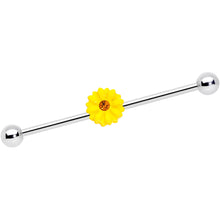 Load image into Gallery viewer, 14G Yellow Gem Yellow Sunflower Industrial Barbell 38mm