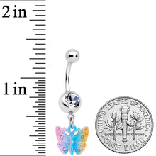 Load image into Gallery viewer, Clear Gem Baroque Rainbow Butterfly Dangle Belly Ring