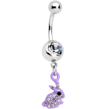 将图片加载到图库查看器,Clear Gem Purple Easter Bunny Dangle Belly Ring