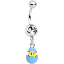 Load image into Gallery viewer, Clear Gem Blue Easter Egg Chick Dangle Belly Ring