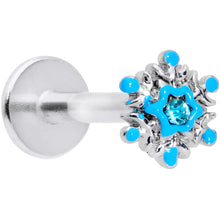 Load image into Gallery viewer, 16G 5/16 Aqua Gem Winter Snowflake Christmas Labret Monroe Tragus