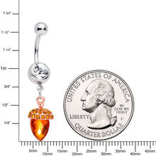 将图片加载到图库查看器,Clear Brown Gem Fall Autumn Acorn Dangle Belly Ring