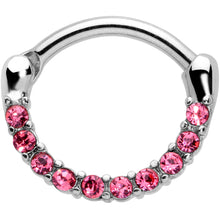 Load image into Gallery viewer, 16G 5/16 Pink Gem Paved Cartilage Clicker