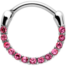 Load image into Gallery viewer, 16G 3/8 Pink Gem Paved Cartilage Clicker