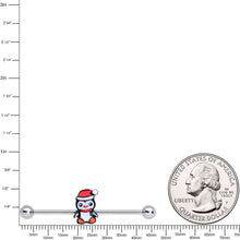 Load image into Gallery viewer, 14G Santa Penguin Christmas Industrial Barbell 38mm