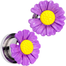 Load image into Gallery viewer, Purple Daisy Flower Screw Fit Plug Set