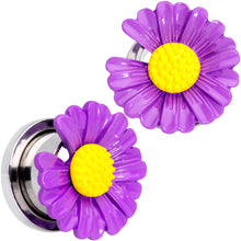 Load image into Gallery viewer, Purple Daisy Flower Screw Fit Plug Set