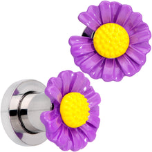 Load image into Gallery viewer, Purple Daisy Flower Screw Fit Plug Set
