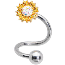 Load image into Gallery viewer, Aurora Gem Scintillating Sunflower Spiral Twister Belly Ring