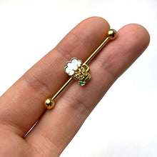 Load image into Gallery viewer, 14G Gold Tone St Patricks Day Beer Mug Industrial Barbell 38mm