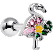 Load image into Gallery viewer, 16G 1/4 Pink Gem Funky Flamingo Cartilage Tragus Earring