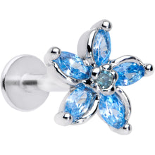Load image into Gallery viewer, 16G 5/16 Aqua Gem Pretty Petals Flower Labret Monroe Tragus