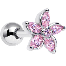 Load image into Gallery viewer, 16G 1/4 Pink Gem Pretty Petals Flower Cartilage Tragus Earring