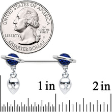 将图片加载到图库查看器,14G 9/16 Alien Dangle Blue Saturn Barbell Nipple Ring Set