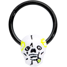 将图片加载到图库查看器,16G 3/8 Black White Skull Halloween Hinged Segment Ring