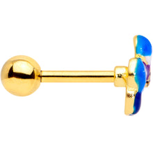 Load image into Gallery viewer, 16G 1/4 Clear CZ Gem Gold Tone Blue Flower Cartilage Tragus