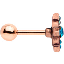 Load image into Gallery viewer, 16G 1/4 Aqua Gem Rose Gold Tone Renaissance Cartilage Tragus