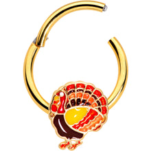 将图片加载到图库查看器,16G 3/8 Gold Tone Turkey Thanksgiving Hinged Segment Ring