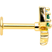 Load image into Gallery viewer, 16G 1/4 Blue Green Gem Gold Tone Sweet Butterfly Labret Tragus