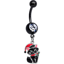 将图片加载到图库查看器,Black Santa Claus Black Cat Christmas Dangle Belly Ring