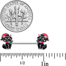 Load image into Gallery viewer, 14G 9/16 Santa Claus Cat Christmas Barbell Nipple Ring Set