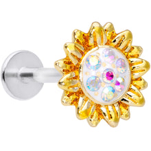 Load image into Gallery viewer, 16G 5/16 Aurora Gem Scintillating Sunflower Labret Monroe Tragus