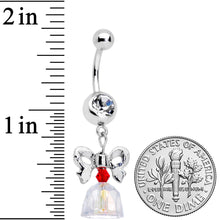 将图片加载到图库查看器,Clear Red Gem Holiday Bow Bell Christmas Dangle Belly Ring