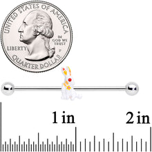 Load image into Gallery viewer, 14G Red Gem White Easter Bunny Industrial Barbell 38mm