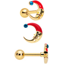 Load image into Gallery viewer, 16G 1/4 Red Green Gem Merry Christmas Cartilage Tragus Set of 3