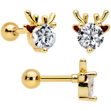 Load image into Gallery viewer, 16G 1/4 Clear Red Gem Noel Christmas Cartilage Tragus Set of 3