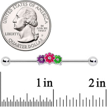 Load image into Gallery viewer, 14G Clear Gem Floral Garland Industrial Barbell 38mm