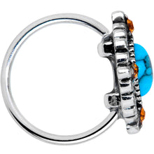 Load image into Gallery viewer, 20G 5/16 Yellow Gem Blue Faux Turquoise Rhombus Nose Ring