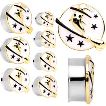 将图片加载到图库查看器,White Witch Ghost Broom Halloween Double Flare Plug Set
