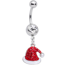 Load image into Gallery viewer, Red Green Gem Stocking Santa Cap Christmas Dangle Belly Ring Set of 3