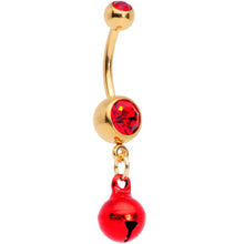 Load image into Gallery viewer, Red Green Gem Stocking Santa Cap Christmas Dangle Belly Ring Set of 3