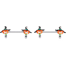 将图片加载到图库查看器,14G 9/16 Pumpkin Witch Ghost Halloween Barbell Nipple Ring Set