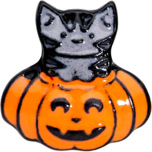 Load image into Gallery viewer, 16G 5/16 Black Cat Surprise Pumpkin Halloween Labret Tragus