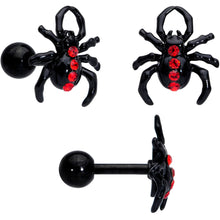 Load image into Gallery viewer, 16G 20G Red Spider Halloween Cartilage Labret Nose Set of 3