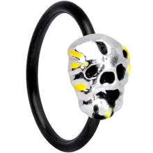 Load image into Gallery viewer, 20G 5/16 Black Striped Skull Halloween Nose Hoop