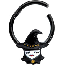 将图片加载到图库查看器,16G 3/8 Black Goth Witch Halloween Hinged Segment Ring