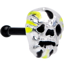 Load image into Gallery viewer, 20G 1/4 Black Striped Skull Halloween Nose Bone