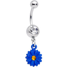 将图片加载到图库查看器,Clear Yellow Gem Blue Sunflower Dangle Belly Ring